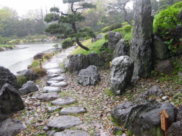 Important stones labelled with wooden signs