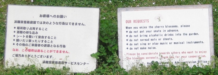 Rules for viewing cherry blossoms