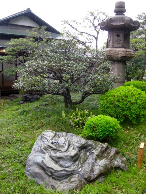 Stone with Ryotei behind