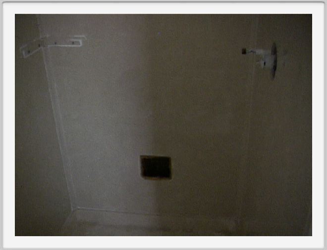 The shower being ripped out because the hole is where they put the soap dish!
