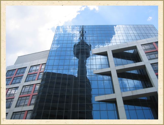 The CN Tower's reflection
