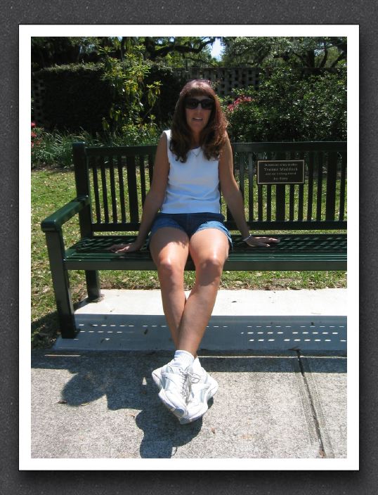 Lisa sitting on the bench