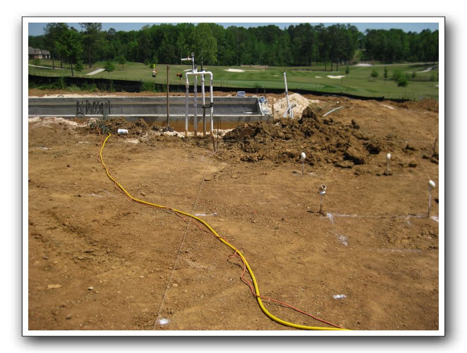 Laying out the pool equipment