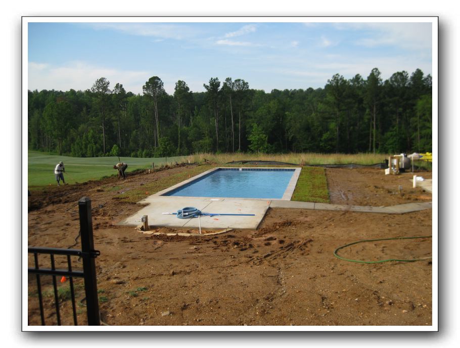 Pool lawn edges in place