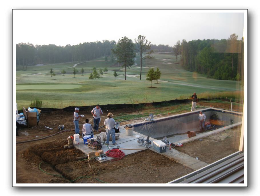 Plastering the pool - note the time - this is what we woke up to