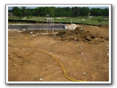 Laying out the pool equipment