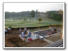 Plastering the pool - note the time - this is what we woke up to